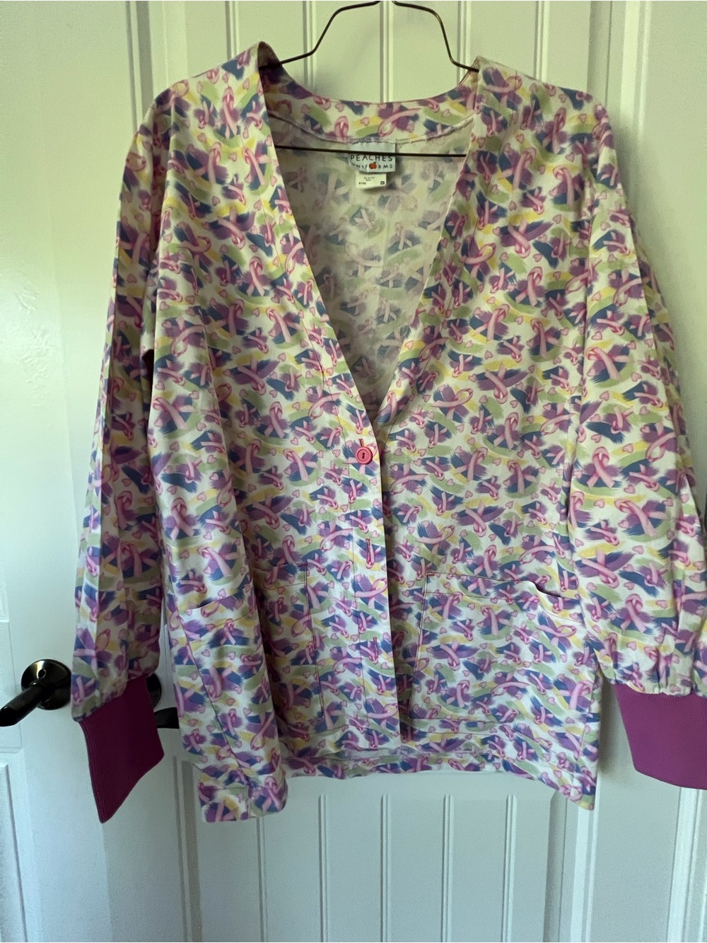 Breast Cancer Awareness- scrub jacket- by Peaches